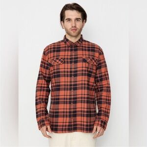 Patagonia Men's Casual Plaid Shirt in Orange and Black